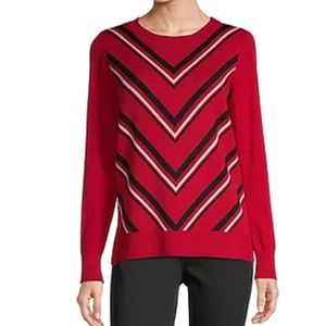 Liz Claiborne Women's Crew Neck Long Sleeve Chevron Pullover Sweater. Size XL